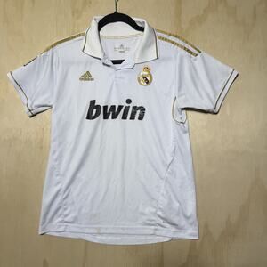 Adidas Real Madrid Soccer Jersey #5 Climacool White Gold Youth S Bwin